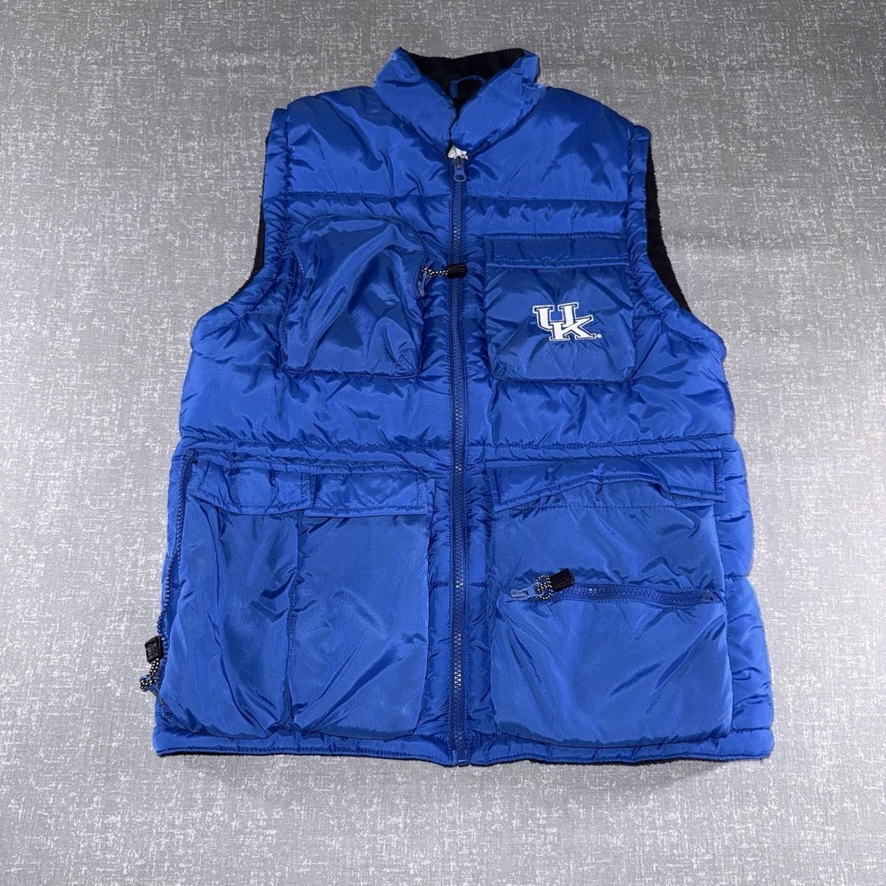 Kentucky Wildcats Vest Boys Large Blue NCAA Basketball Puma Puffer Fleece Zip